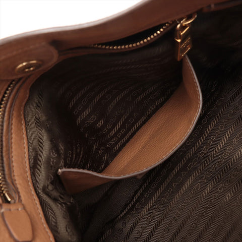 PRADA leather Tote Bag Brown WS15699