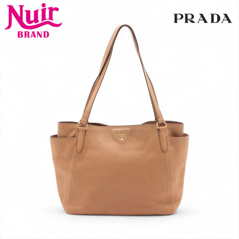 PRADA leather Tote Bag Brown WS15699