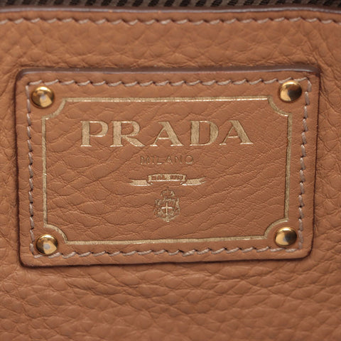 PRADA leather Tote Bag Brown WS15699