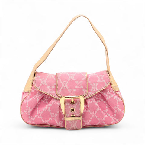 CELINE macadam canvas Shoulder Bag pink WS15700