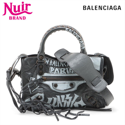 BALENCIAGA Mini City Graffiti Paint 2way Handbag black WS15702