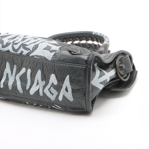 BALENCIAGA Mini City Graffiti Paint 2way Handbag black WS15702