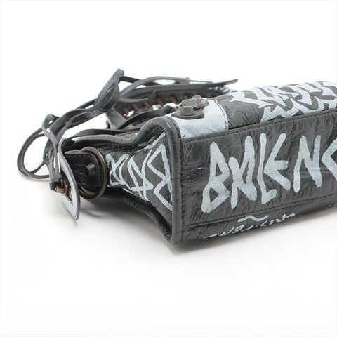 BALENCIAGA Mini City Graffiti Paint 2way Handbag black WS15702