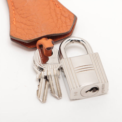 HERMES ◻︎H stamped Kelly 28, made in 2004, Silver Metal Handbag Orange WS15707