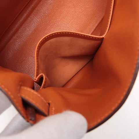 HERMES ◻︎H stamped Kelly 28, made in 2004, Silver Metal Handbag Orange WS15707