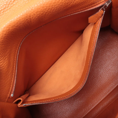 HERMES ◻︎H stamped Kelly 28, made in 2004, Silver Metal Handbag Orange WS15707
