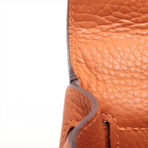 HERMES ◻︎H stamped Kelly 28, made in 2004, Silver Metal Handbag Orange WS15707