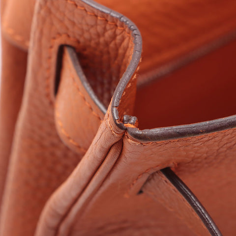 HERMES ◻︎H stamped Kelly 28, made in 2004, Silver Metal Handbag Orange WS15707