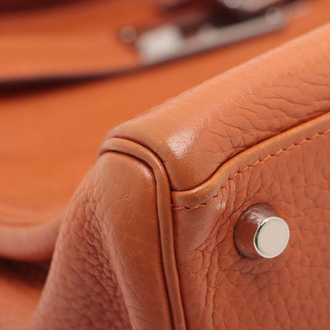 HERMES ◻︎H stamped Kelly 28, made in 2004, Silver Metal Handbag Orange WS15707
