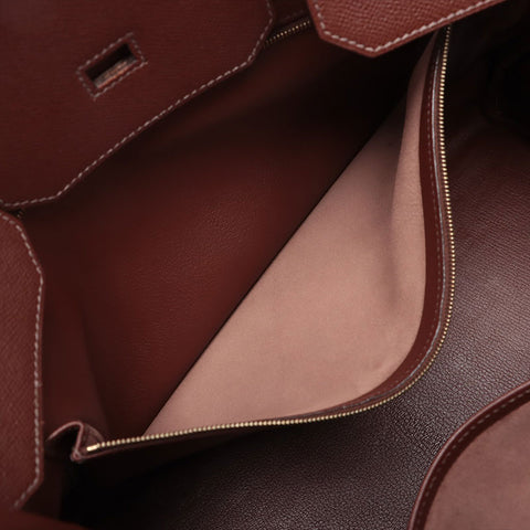 HERMES ◻︎B Stamp 1998 Birkin 40 Toile Epsom Gold Metal Canvas Leather Handbag Havana Brown WS15709