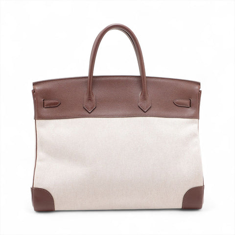 HERMES ◻︎B Stamp 1998 Birkin 40 Toile Epsom Gold Metal Canvas Leather Handbag Havana Brown WS15709