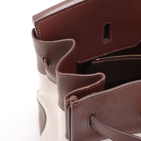 HERMES ◻︎B Stamp 1998 Birkin 40 Toile Epsom Gold Metal Canvas Leather Handbag Havana Brown WS15709
