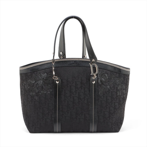Christian Dior Trotter flower embroidery Handbag black WS15712