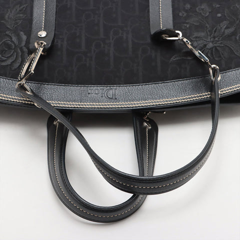 Christian Dior Trotter flower embroidery Handbag black WS15712