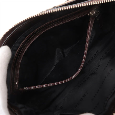 BURBERRY Check Canvas Shoulder Bag Brown WS15713