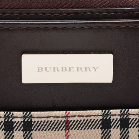 BURBERRY Check Canvas Shoulder Bag Brown WS15713