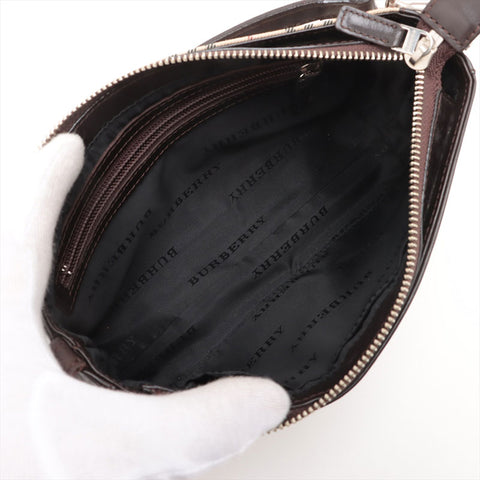 BURBERRY Check Canvas Shoulder Bag Brown WS15713