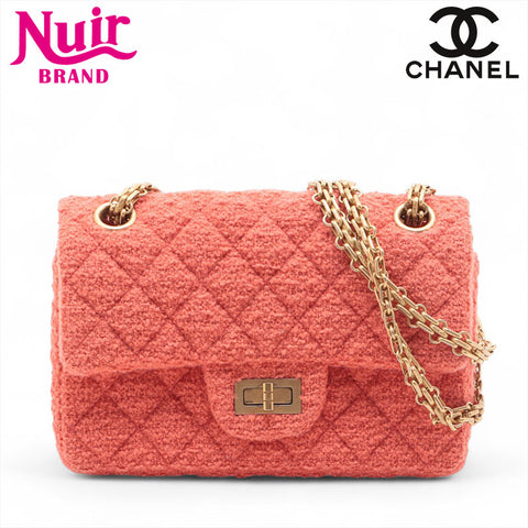 CHANEL 2.55 Flap Chain Tweed 30s 2020-2021 Shoulder Bag Red WS15714