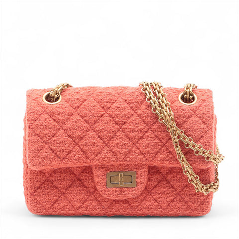 CHANEL 2.55 Flap Chain Tweed 30s 2020-2021 Shoulder Bag Red WS15714