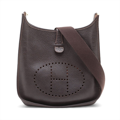 HERMES ◻︎H stamp Evelyn 2 PM made in 2004 Shoulder Bag Havana Brown WS15716