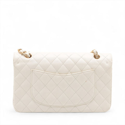 CHANEL No. 9 Double Flap Caviar Matelasse 9.8" 2004-2005 Shoulder Bag white WS15718