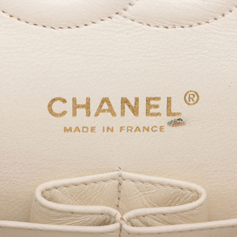 CHANEL No. 9 Double Flap Caviar Matelasse 9.8" 2004-2005 Shoulder Bag white WS15718