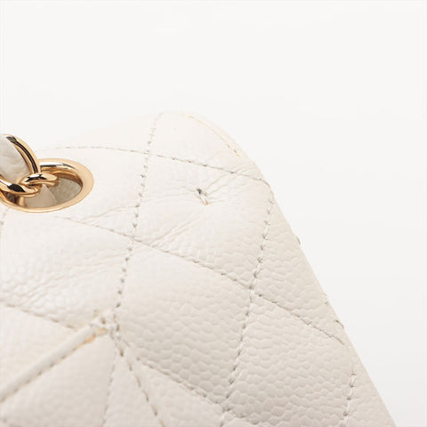 CHANEL No. 9 Double Flap Caviar Matelasse 9.8" 2004-2005 Shoulder Bag white WS15718