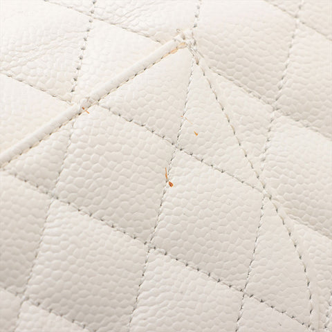 CHANEL No. 9 Double Flap Caviar Matelasse 9.8" 2004-2005 Shoulder Bag white WS15718