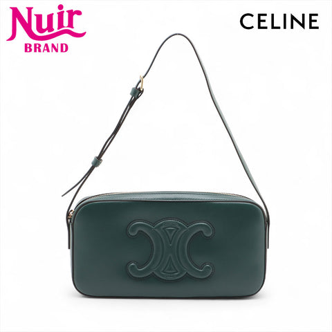 CELINE Triomphe Leather Cuir Camera Shoulder Bag green WS15722