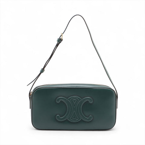 CELINE Triomphe Leather Cuir Camera Shoulder Bag green WS15722