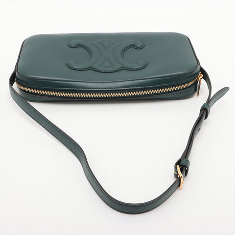 CELINE Triomphe Leather Cuir Camera Shoulder Bag green WS15722