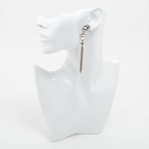 CHANEL A18B 2018 COCO Mark Drop Chain Earring Silver WS15725
