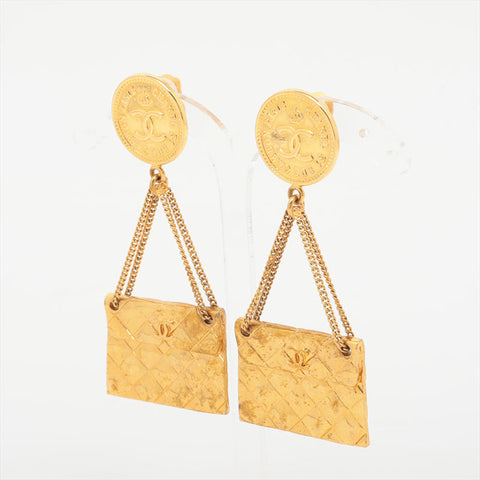 CHANEL 96P Matelasse Medallion Coin Rue Cambom Earring gold WS15729