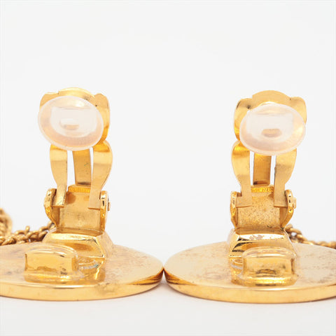 CHANEL 96P Matelasse Medallion Coin Rue Cambom Earring gold WS15729
