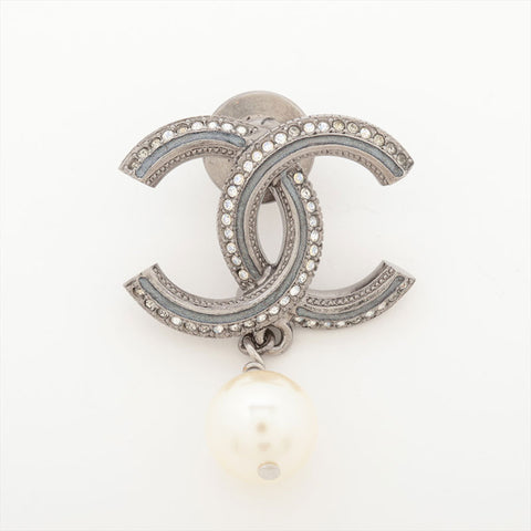 CHANEL 11A Mini Pin COCO Mark Brooch Silver WS15732