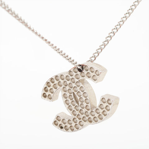 CHANEL 03P 2003 COCO Mark Punching Necklace Silver WS15734