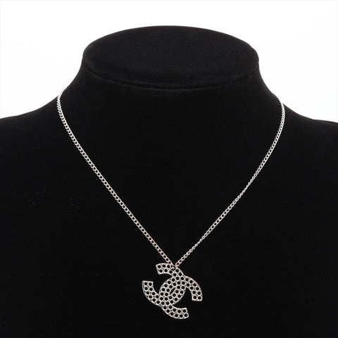 CHANEL 03P 2003 COCO Mark Punching Necklace Silver WS15734