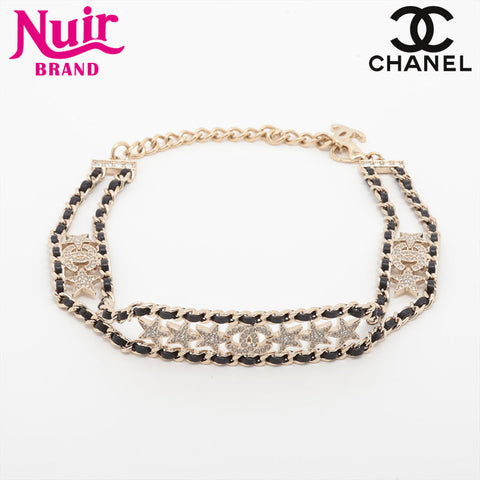 CHANEL B23C COCO Mark Choker 2023 Rhinestone Necklace gold WS15735