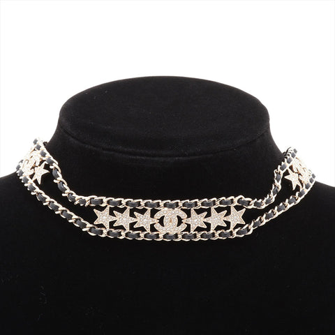 CHANEL B23C COCO Mark Choker 2023 Rhinestone Necklace gold WS15735