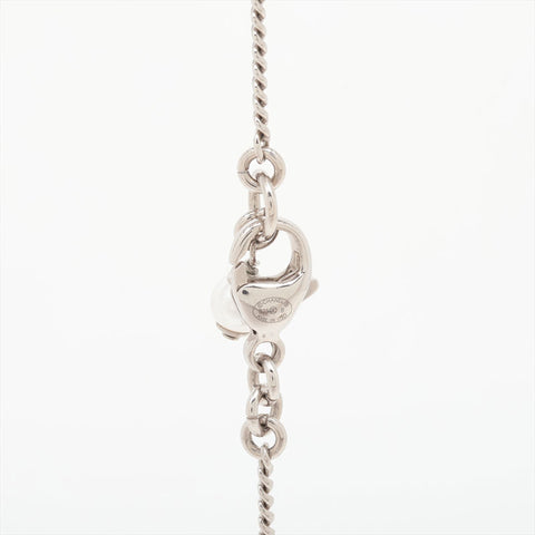 CHANEL B23B 2023 COCO Mark Pearl Heart Rhinestone Necklace Silver WS15739