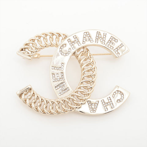 シャネル CHANEL I24P 2024 ココマーク ラインストーン ブローチ ゴールド WS15750