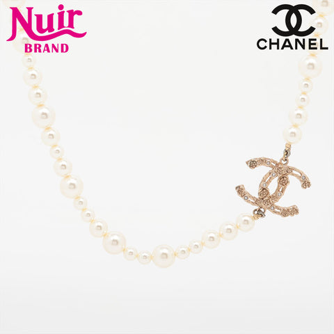 CHANEL B22C 2022 Pearl COCO Mark Necklace gold WS15754