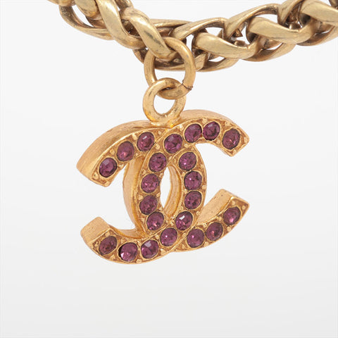 CHANEL 1970-1980s Stone Long COCO Mark Necklace purple WS15756