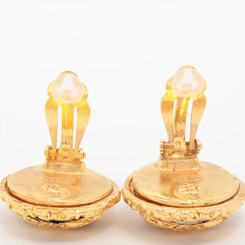 CHANEL 93P 1993 Lava COCO Mark Earring gold WS15759