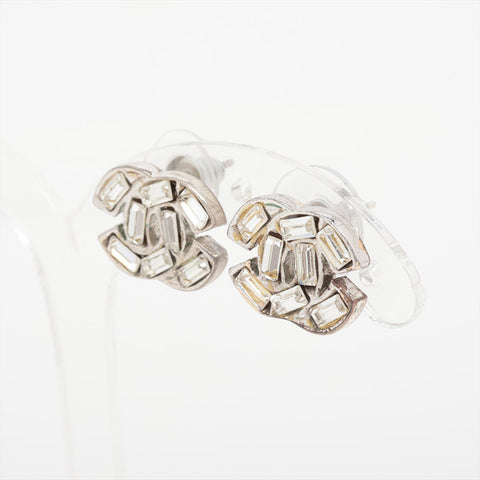 CHANEL 01P 2001 COCO Mark Rhinestone Pierce Silver WS15763