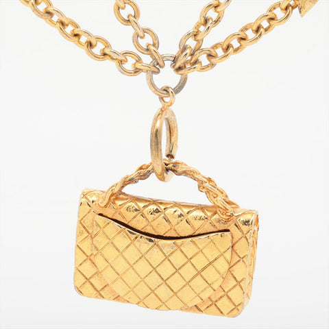 CHANEL 1970-1990s Classic Flap Matelasse Chain Necklace gold WS15768