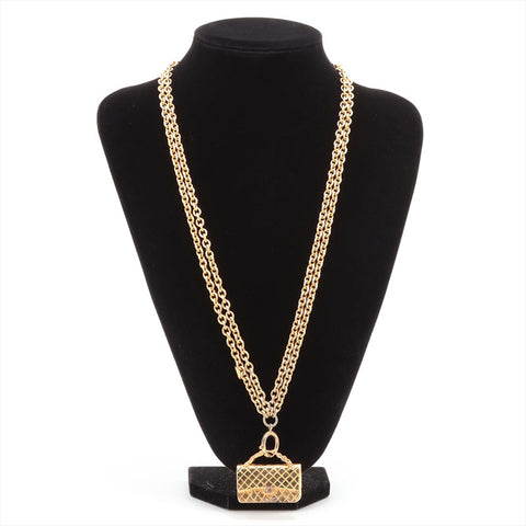CHANEL 1970-1990s Classic Flap Matelasse Chain Necklace gold WS15768