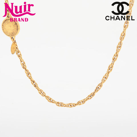 CHANEL 1970-1990 Medallion Coin Chain Necklace gold WS15769