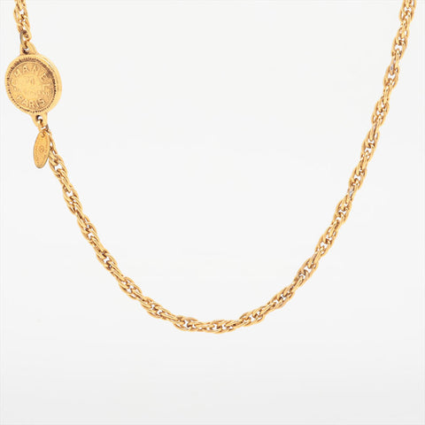 CHANEL 1970-1990 Medallion Coin Chain Necklace gold WS15769