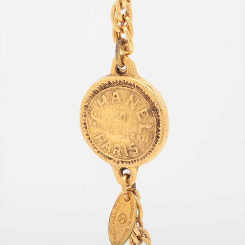 CHANEL 1970-1990 Medallion Coin Chain Necklace gold WS15769